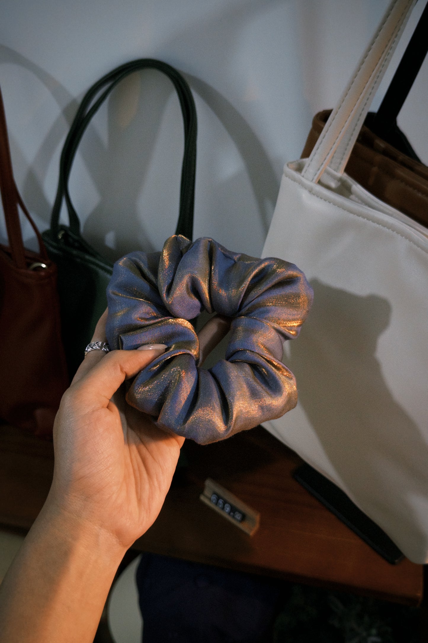 Galaxy Grey Yellow Scrunchie