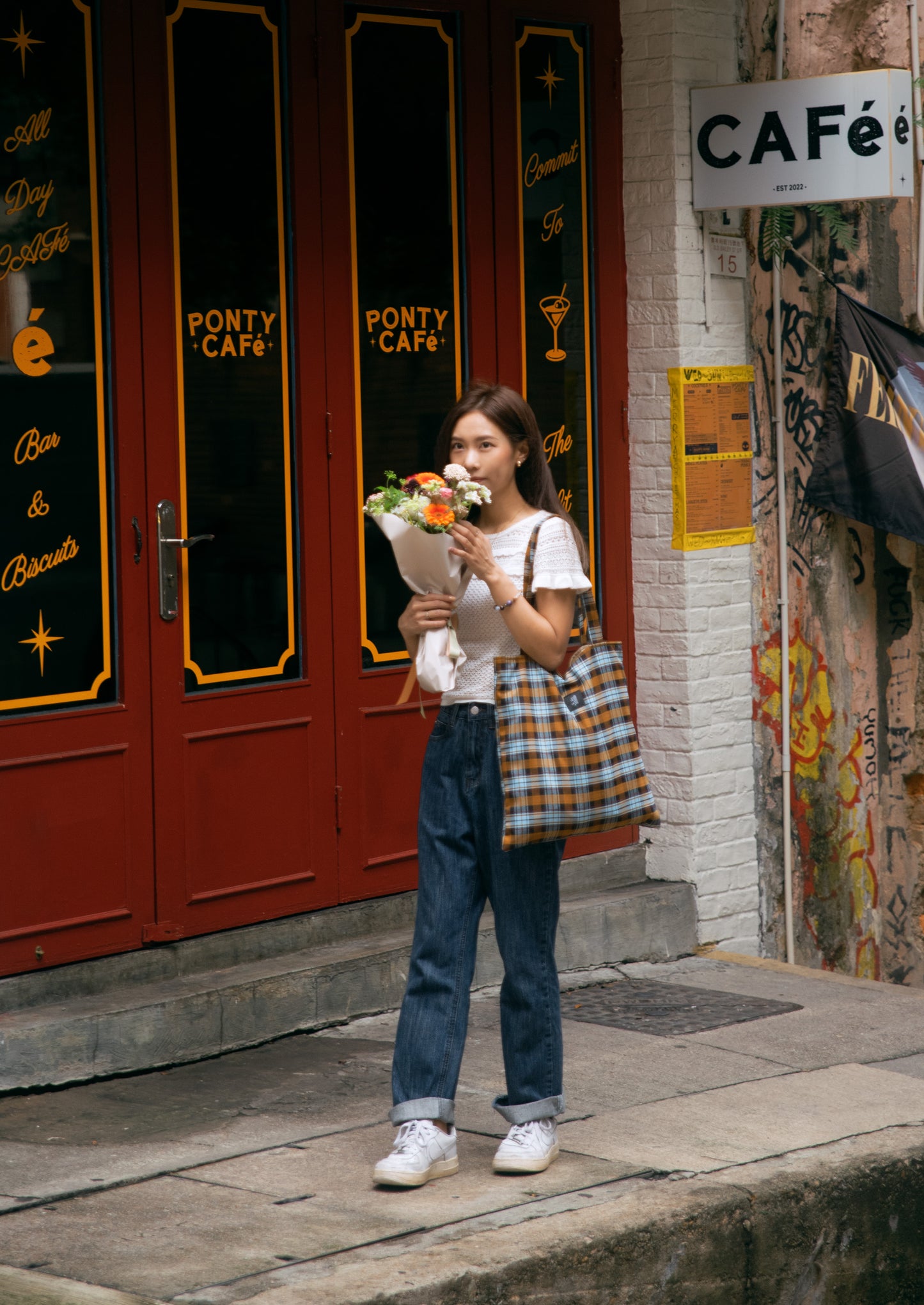 Sq.Tote - Yellow Joyful Checkered