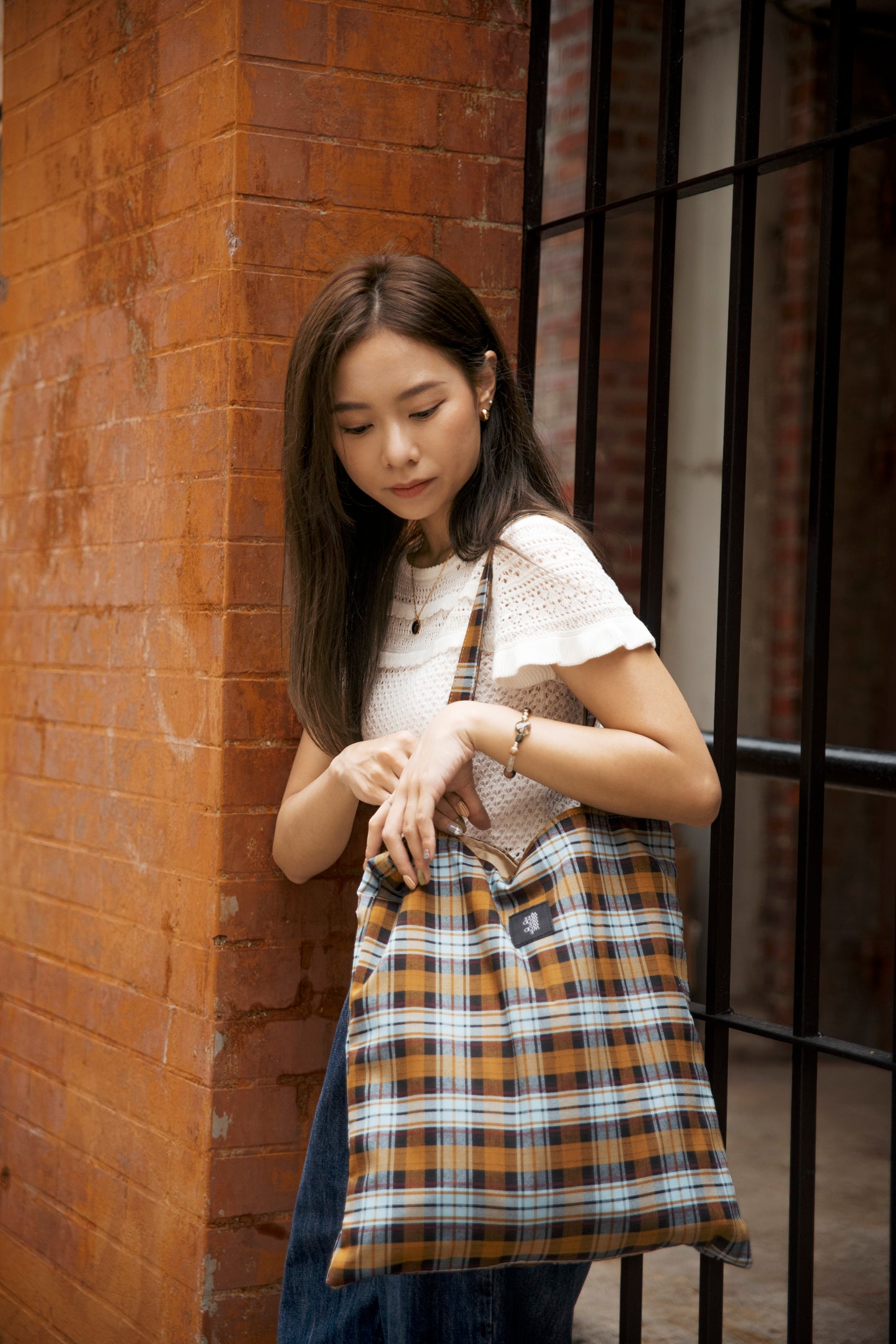 Sq.Tote - Yellow Joyful Checkered