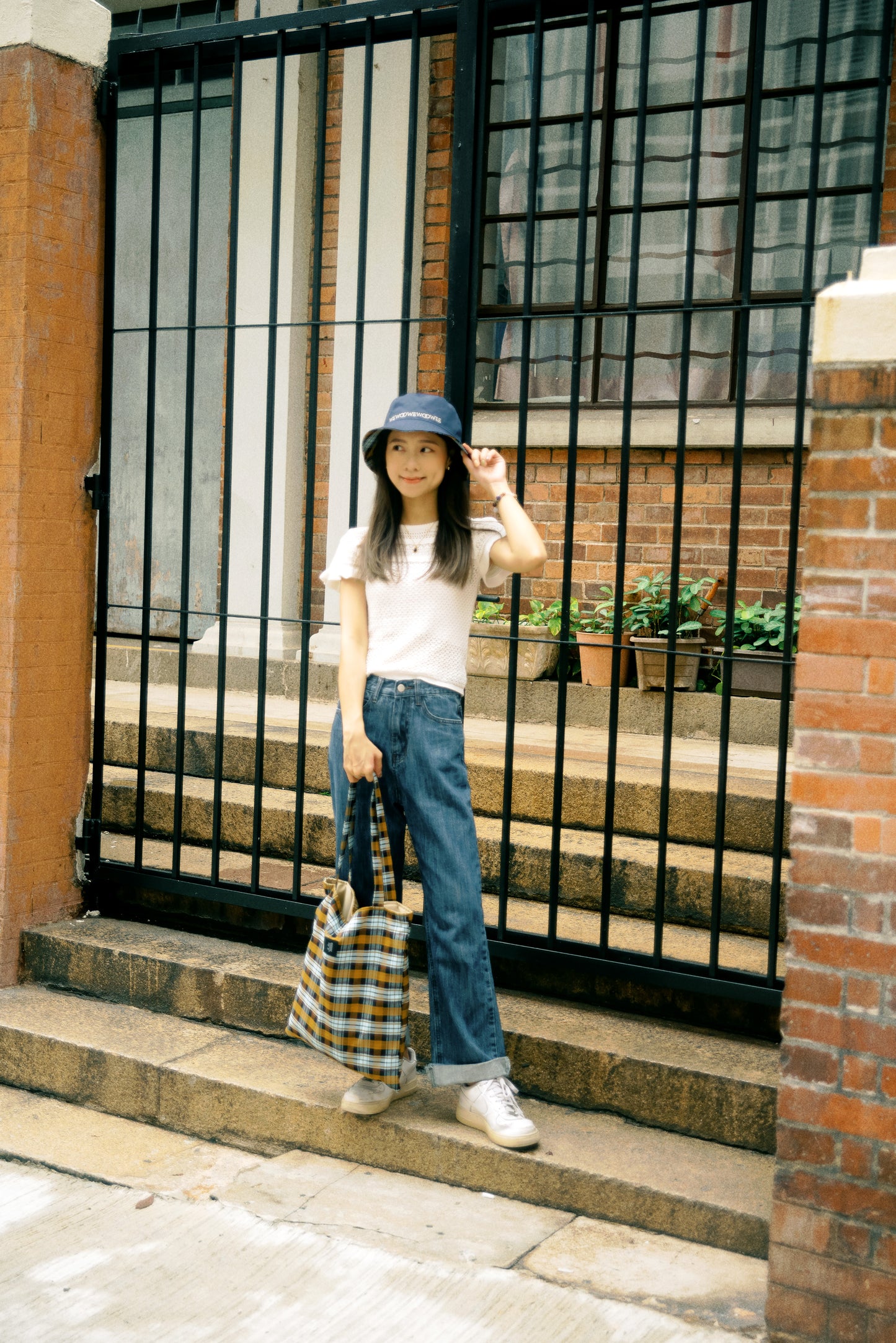 Sq.Tote - Yellow Joyful Checkered