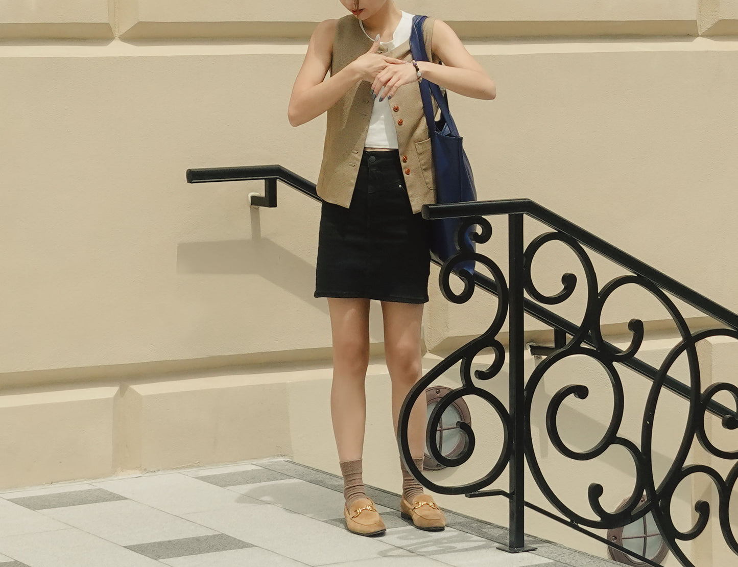 Sq.Tote - PU leather Navy