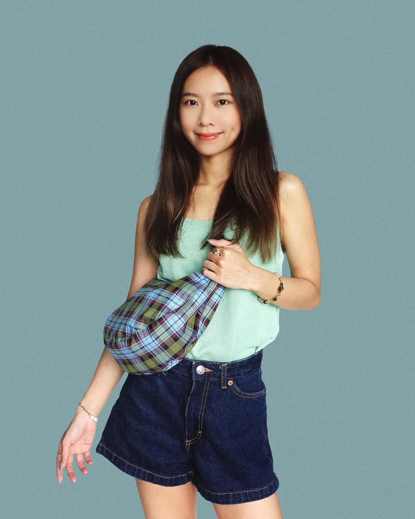 Croiss-Ant-Your-Body Bag - Blue Joyful Checkered