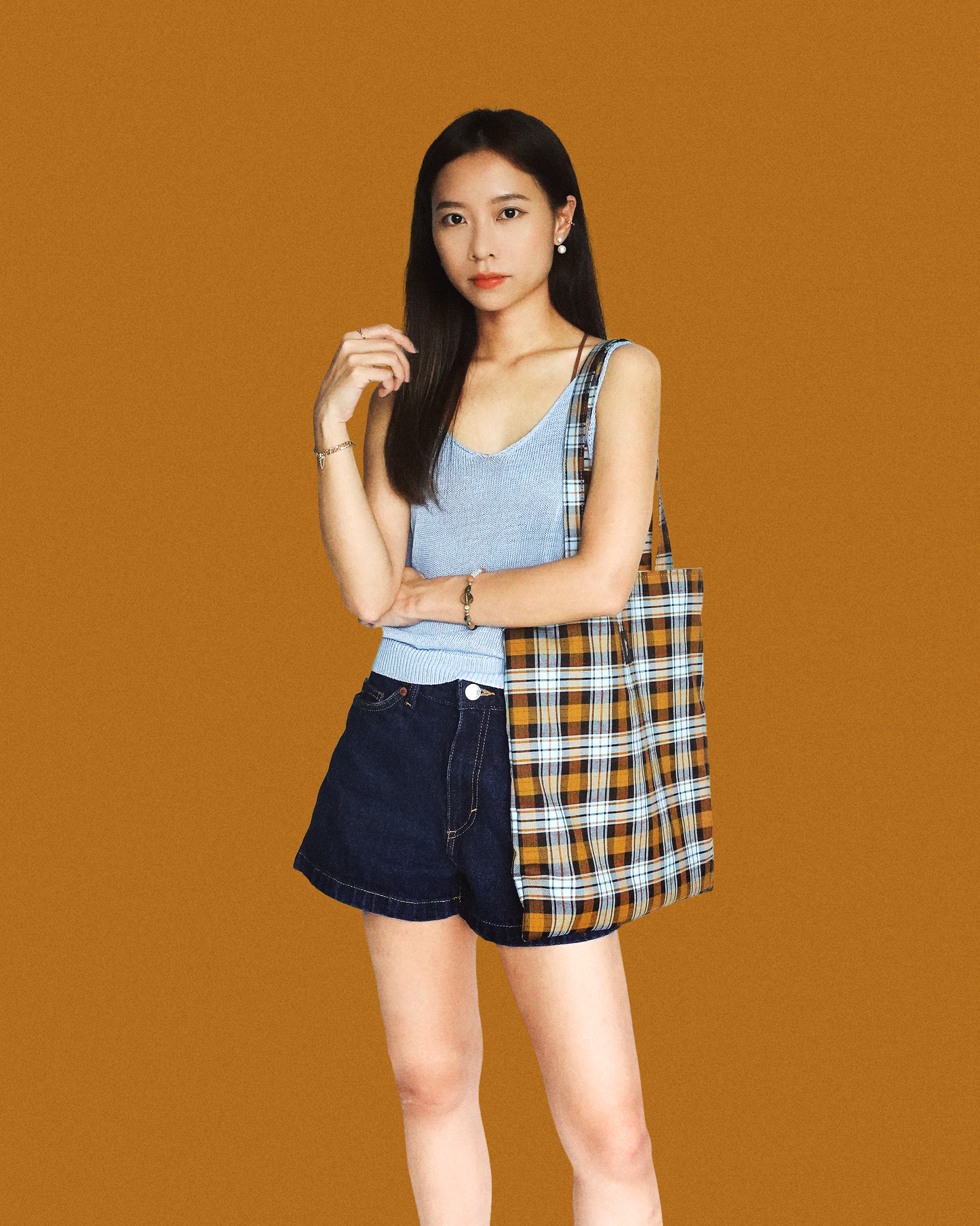 Sq.Tote - Yellow Joyful Checkered