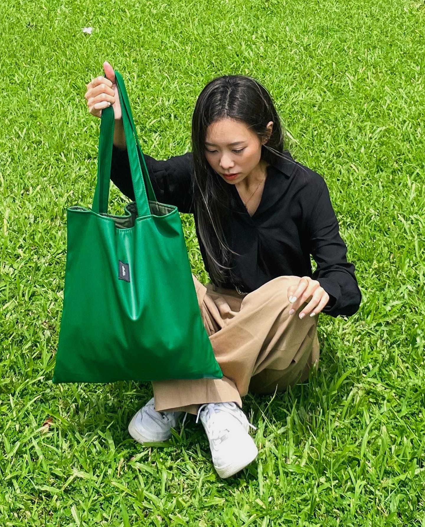 Square Tote - PU leather Bright Green