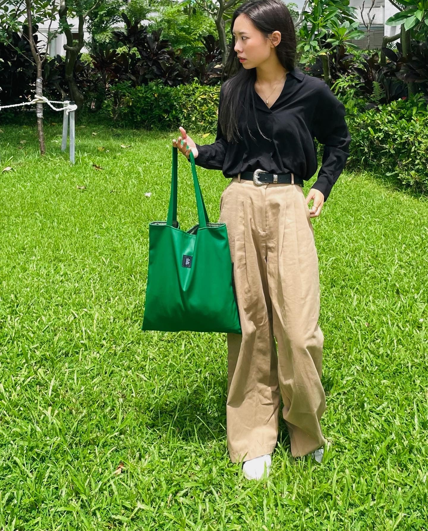 Square Tote - PU leather Bright Green