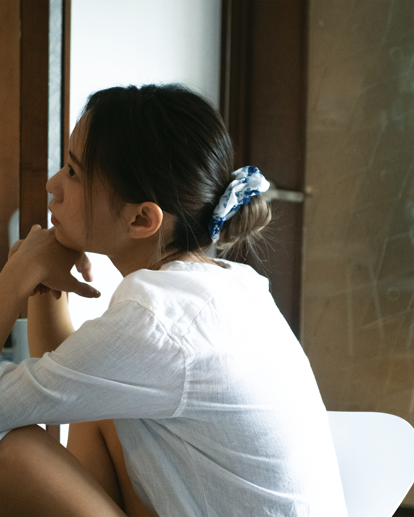 Blue White Porcelain Scrunchie