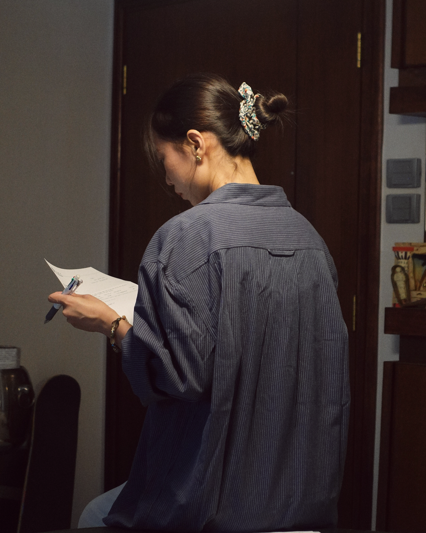 Lia Pocket Shirt - Striped Navy