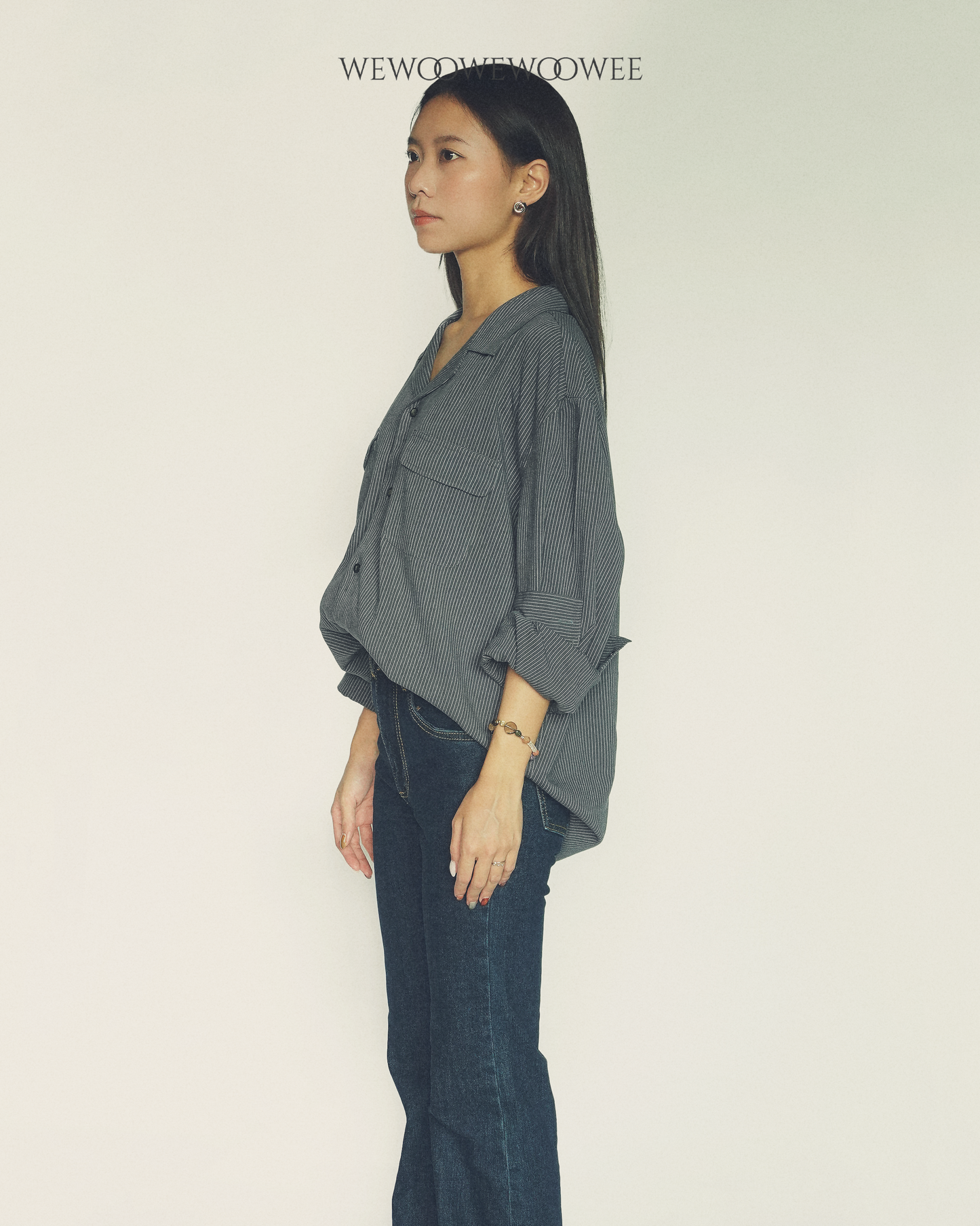 Lia Pocket Shirt - Striped Navy