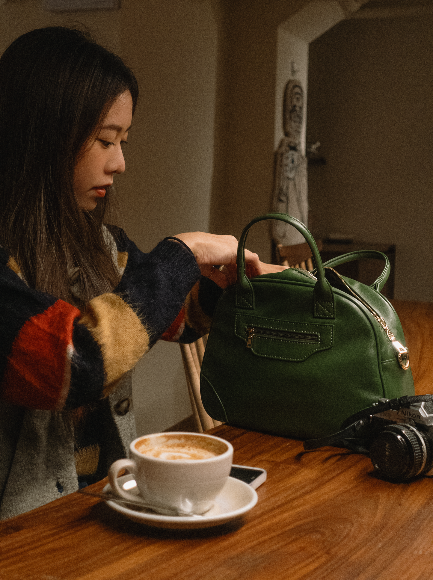 Bread Bag - Pu Leather Olive Army