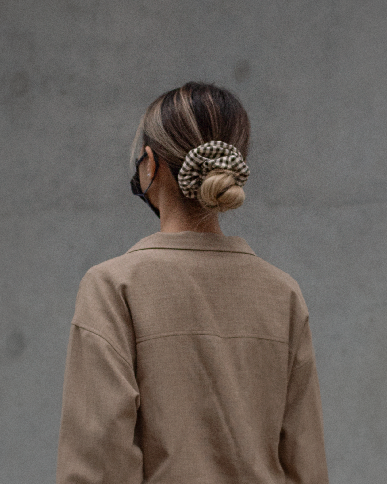 Brown Gingham Scrunchie