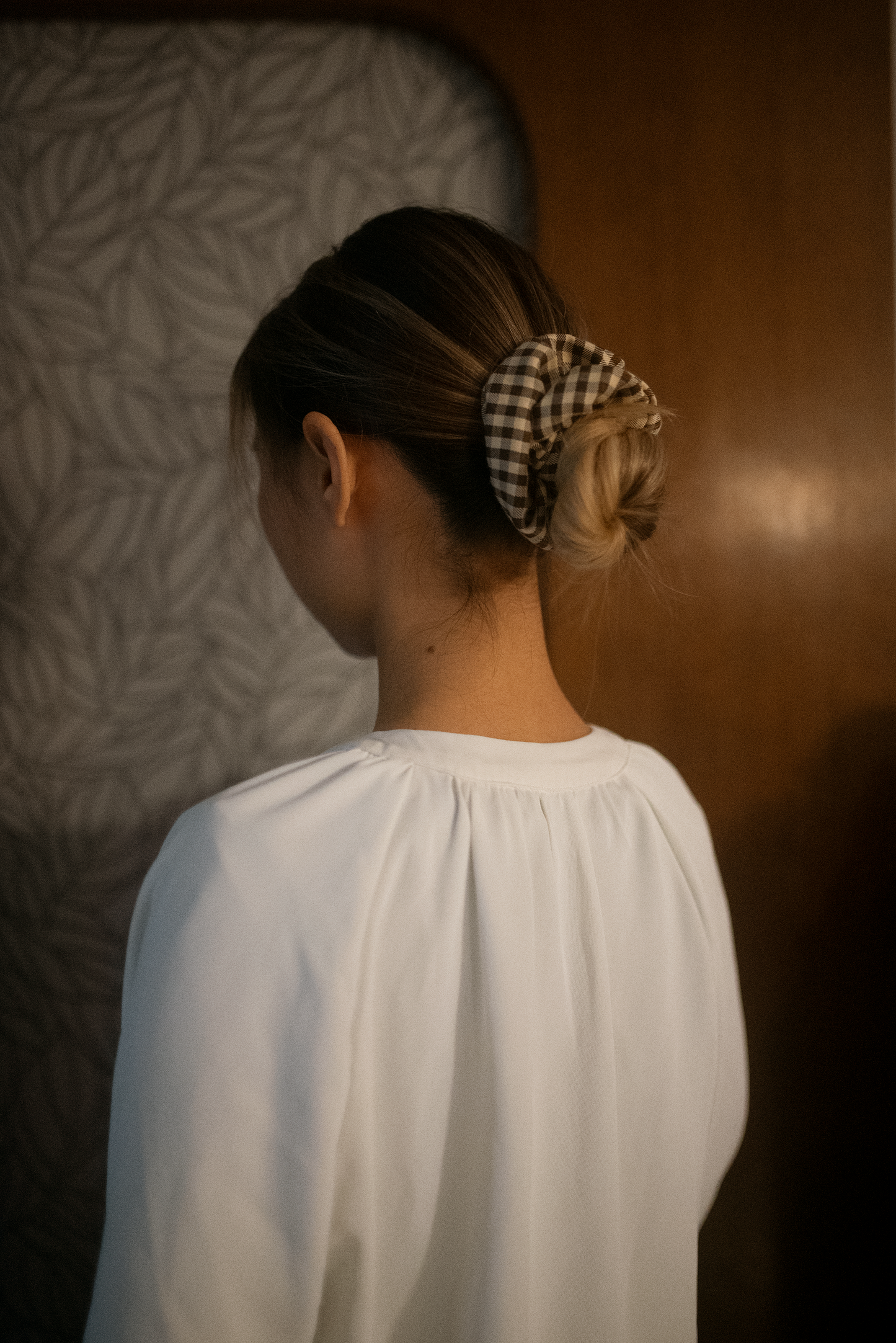 Brown Gingham Scrunchie