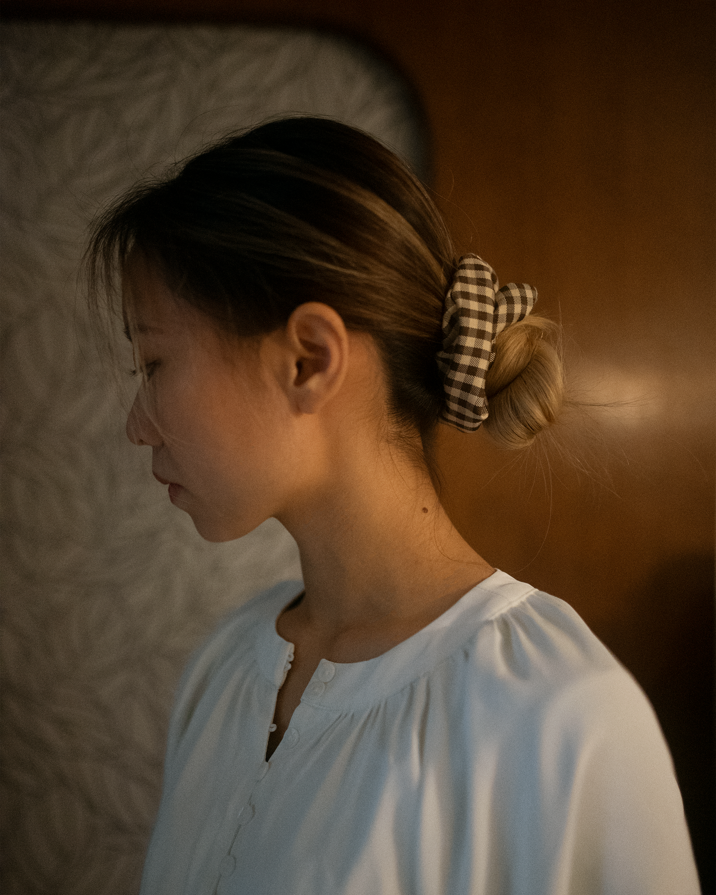 Brown Gingham Scrunchie