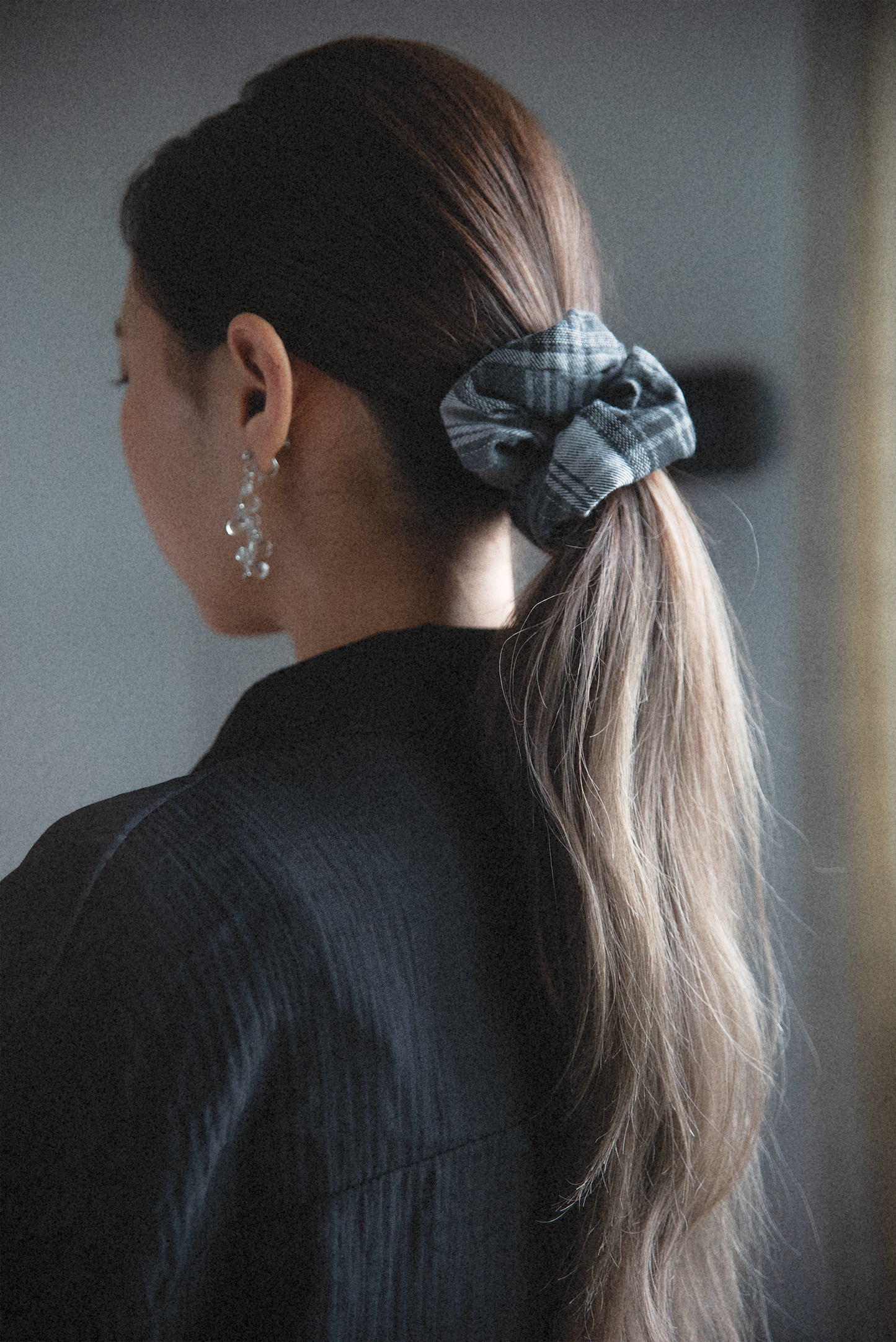 England Black Checkered Scrunchie