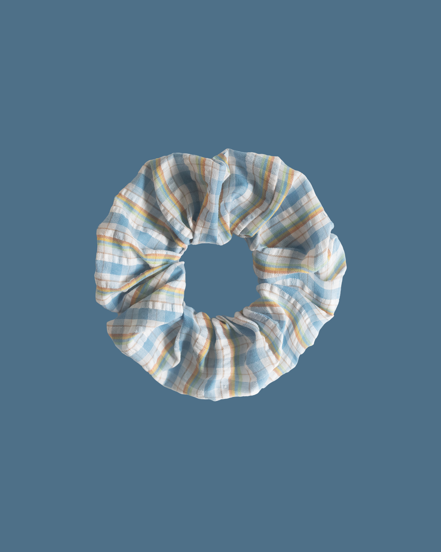 Blue Club Checkered Scrunchie