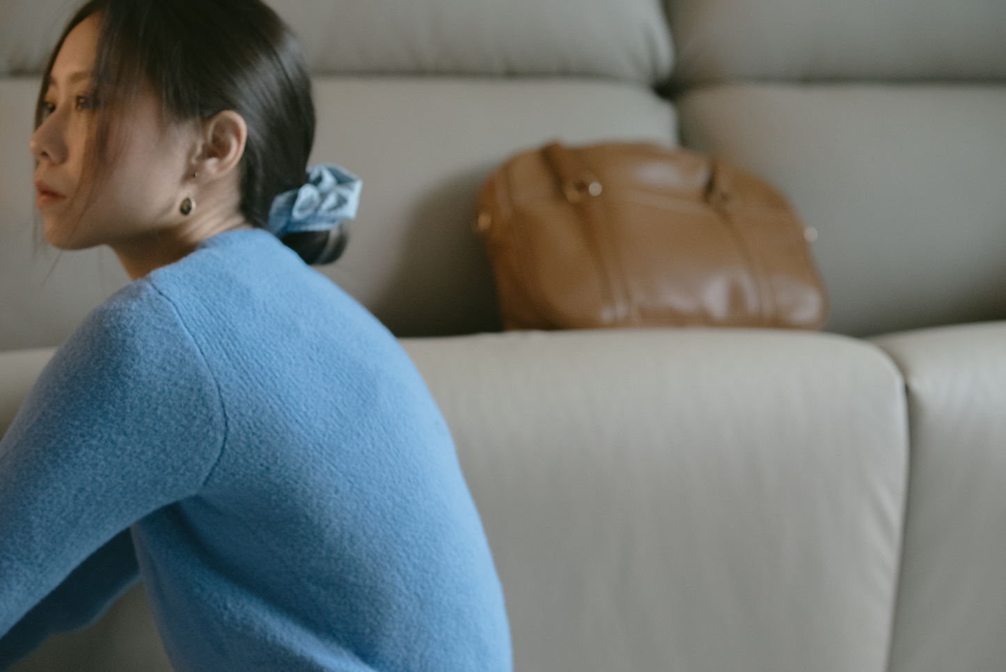 Striped Light Blue Scrunchie