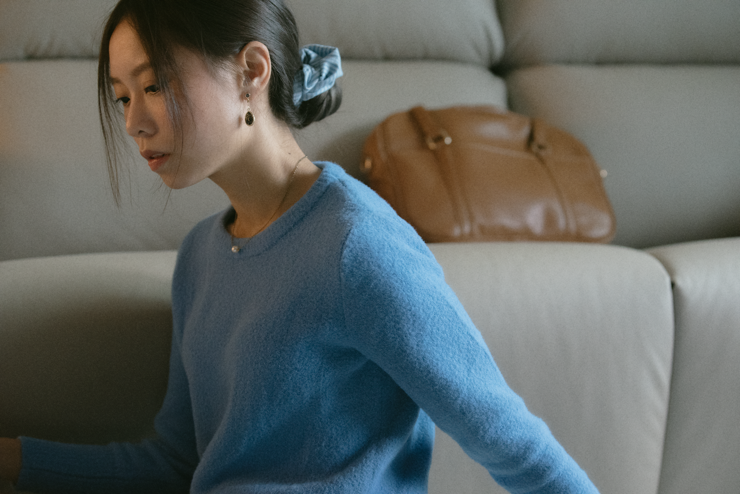 Striped Light Blue Scrunchie