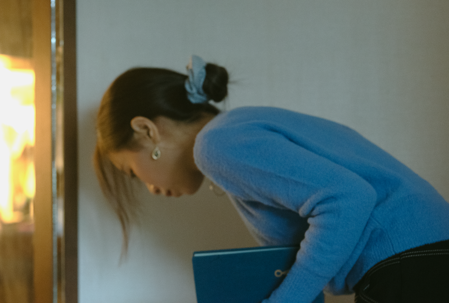 Striped Light Blue Scrunchie