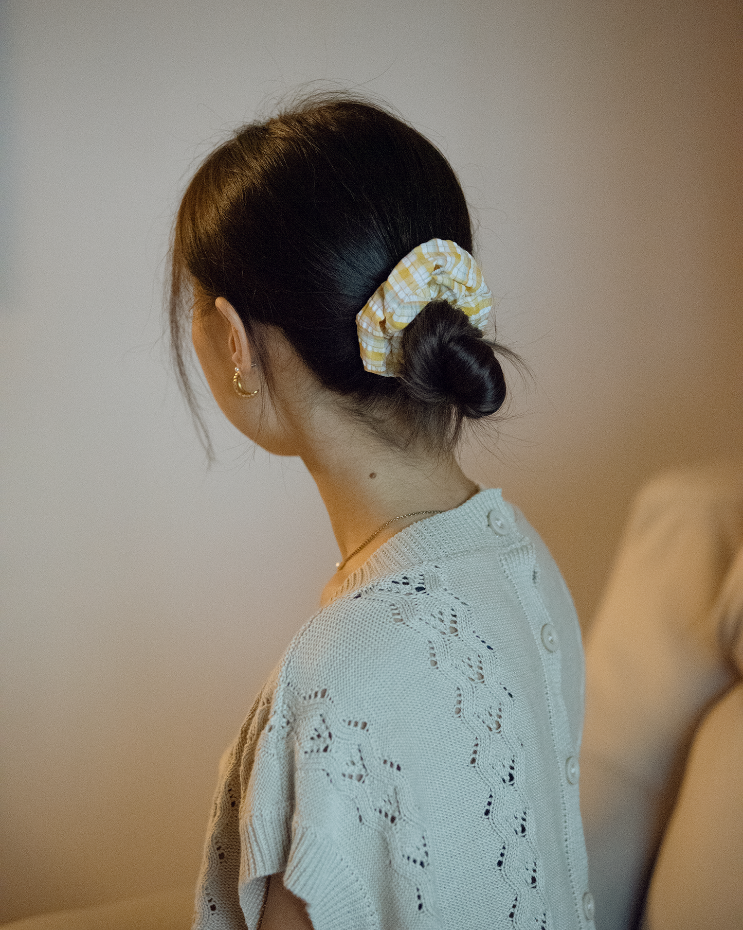 Yellow Club Checkered Scrunchie