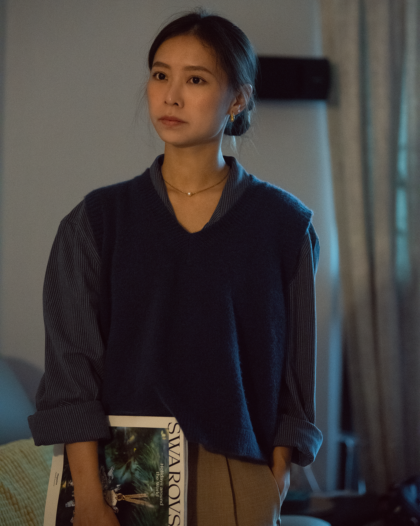 Lia Pocket Shirt - Striped Navy