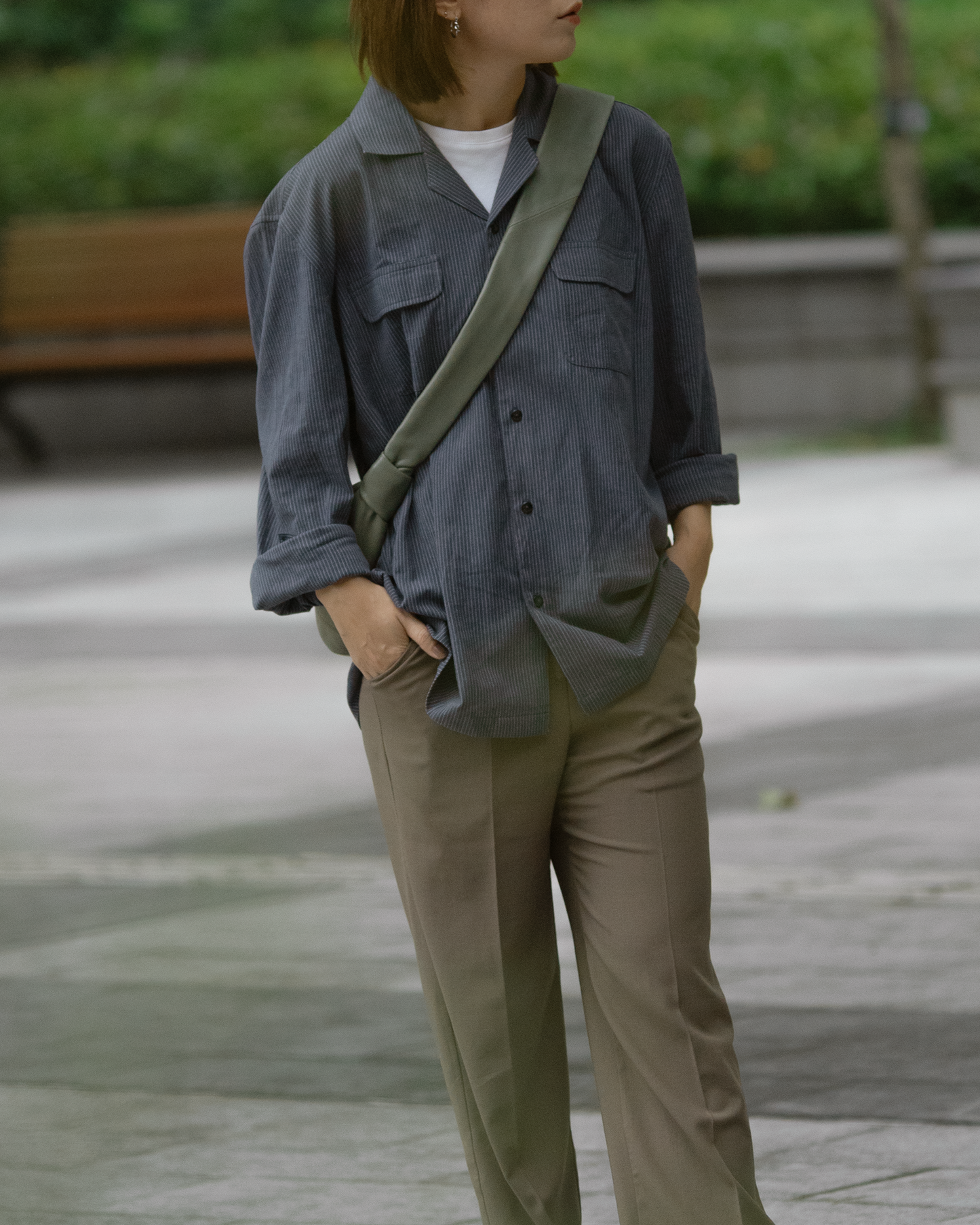 Lia Pocket Shirt - Striped Navy