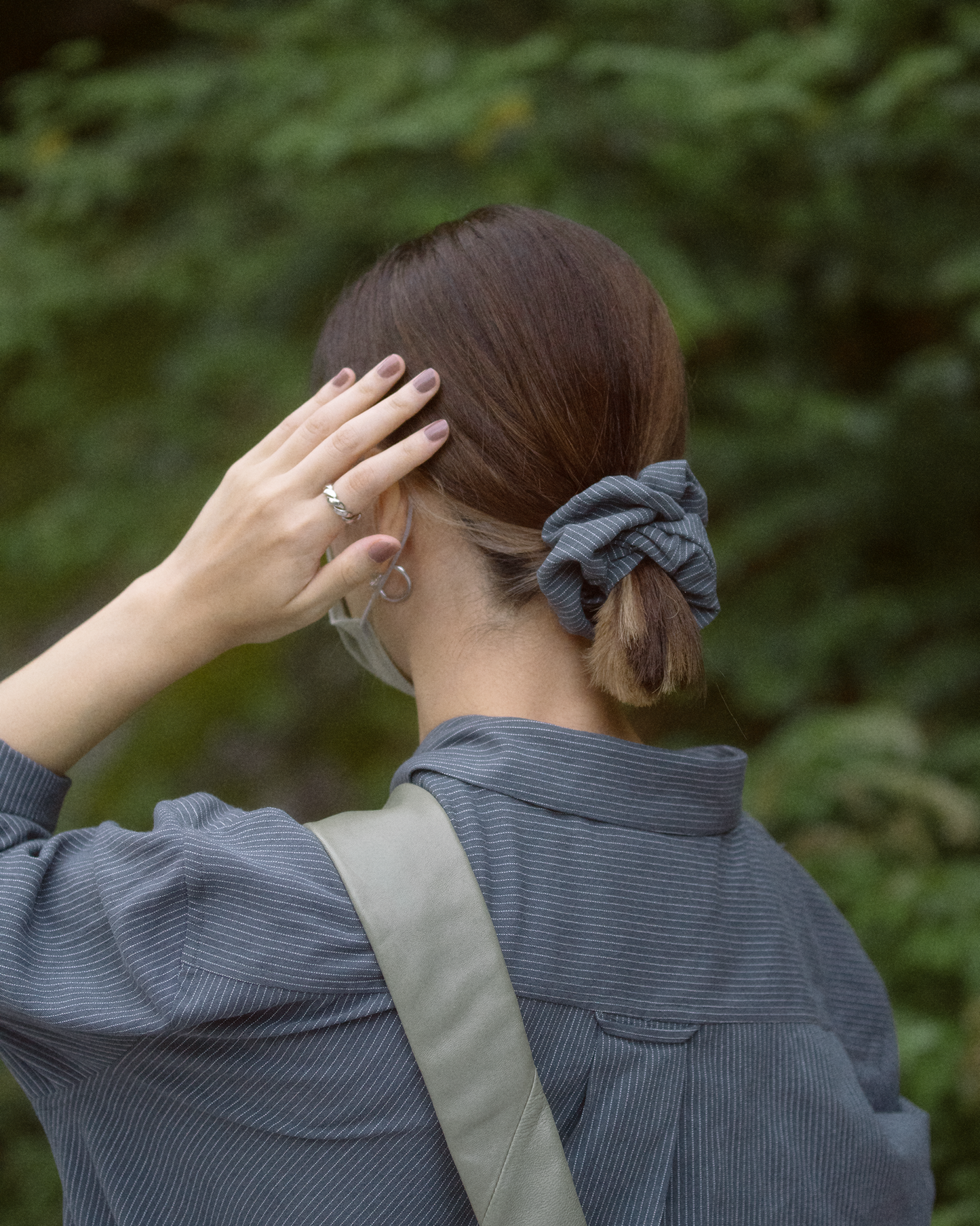 Striped Navy Scrunchie