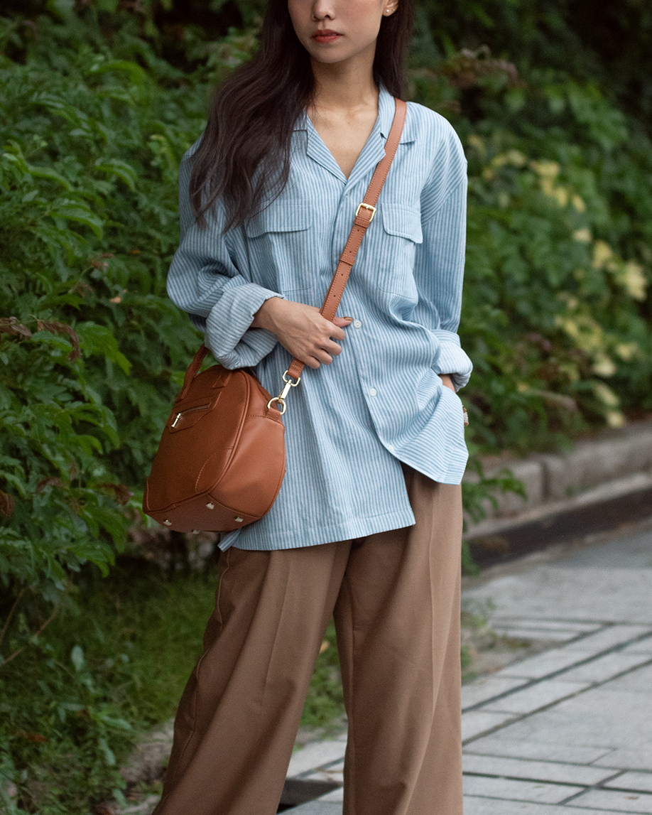 Lia Pocket Shirt - Striped Light Blue