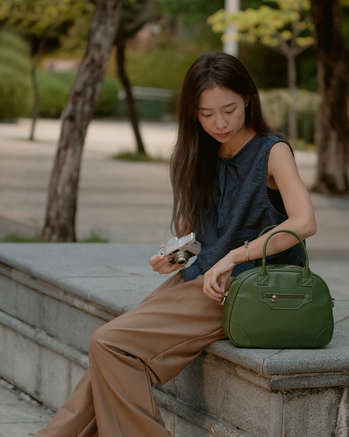 Bread Bag - Pu Leather Olive Army
