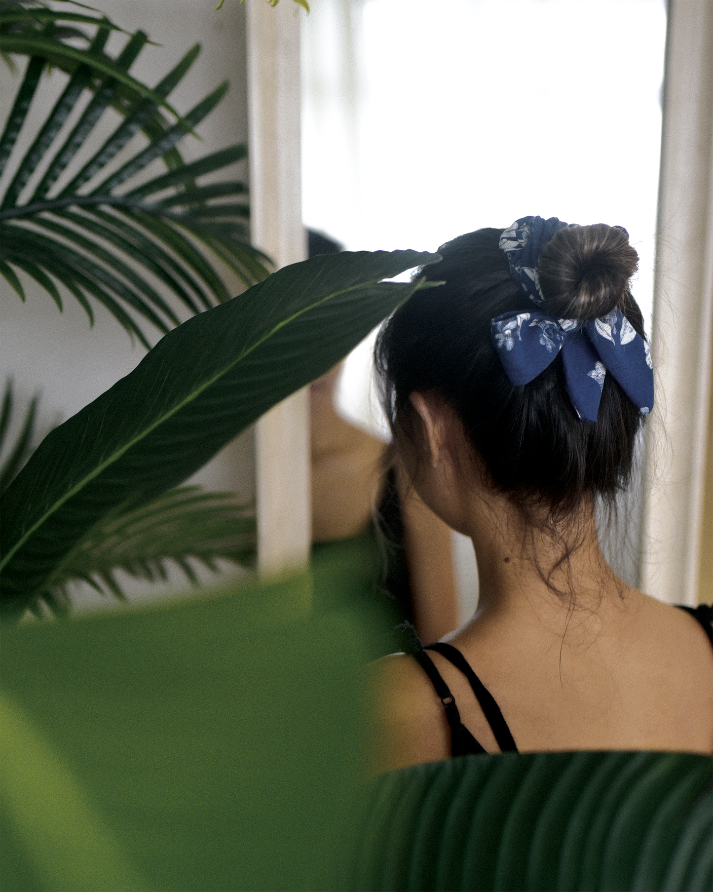 Blue Floral Hairscarf
