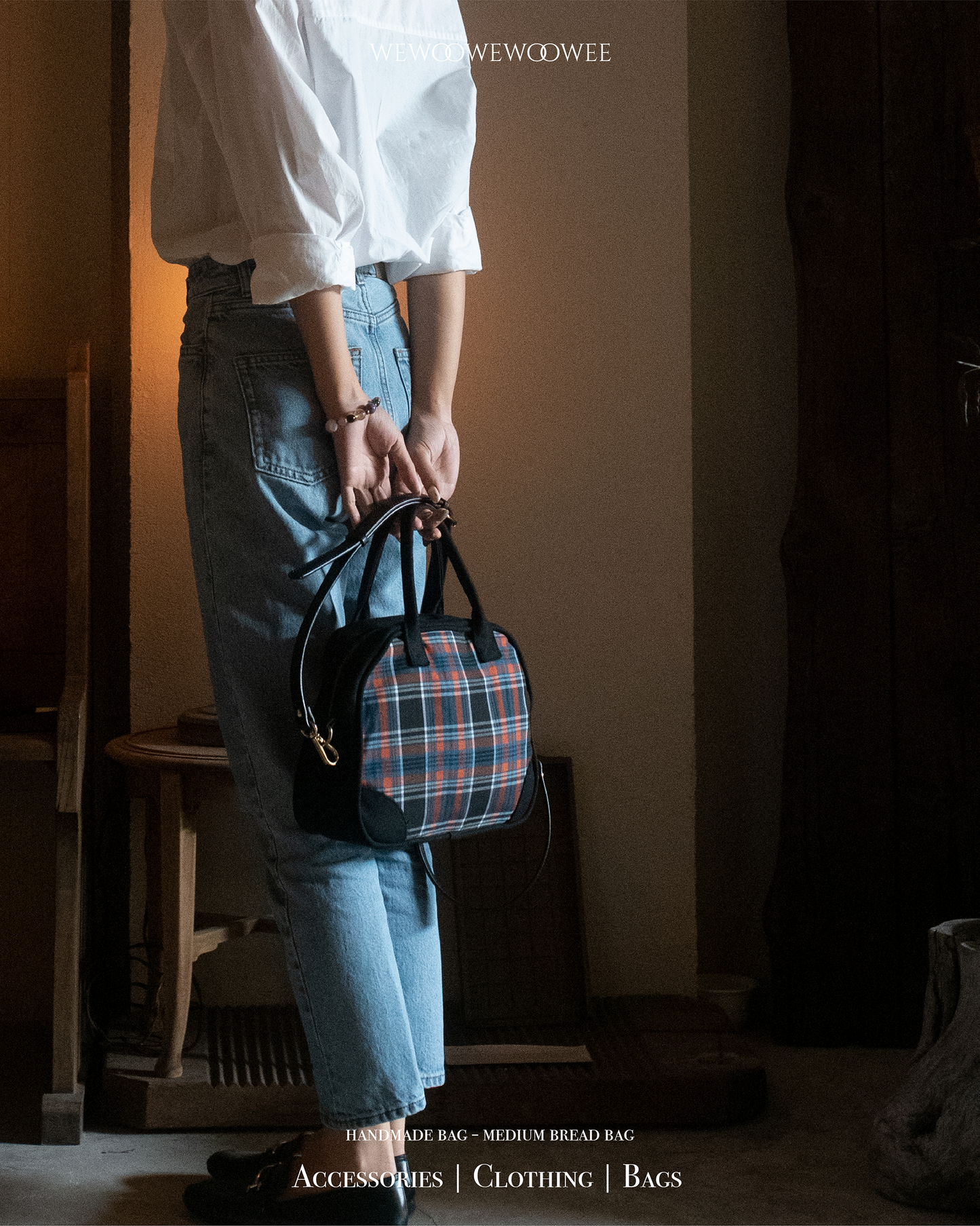Bread Bag - Orange Checkered