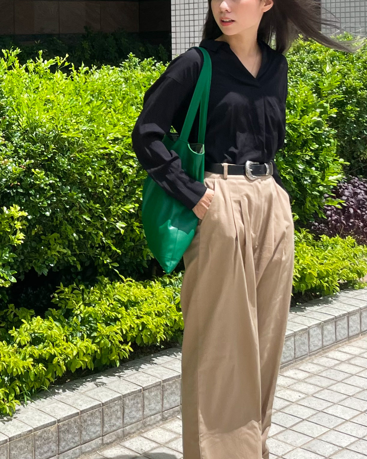 Square Tote - PU leather Bright Green
