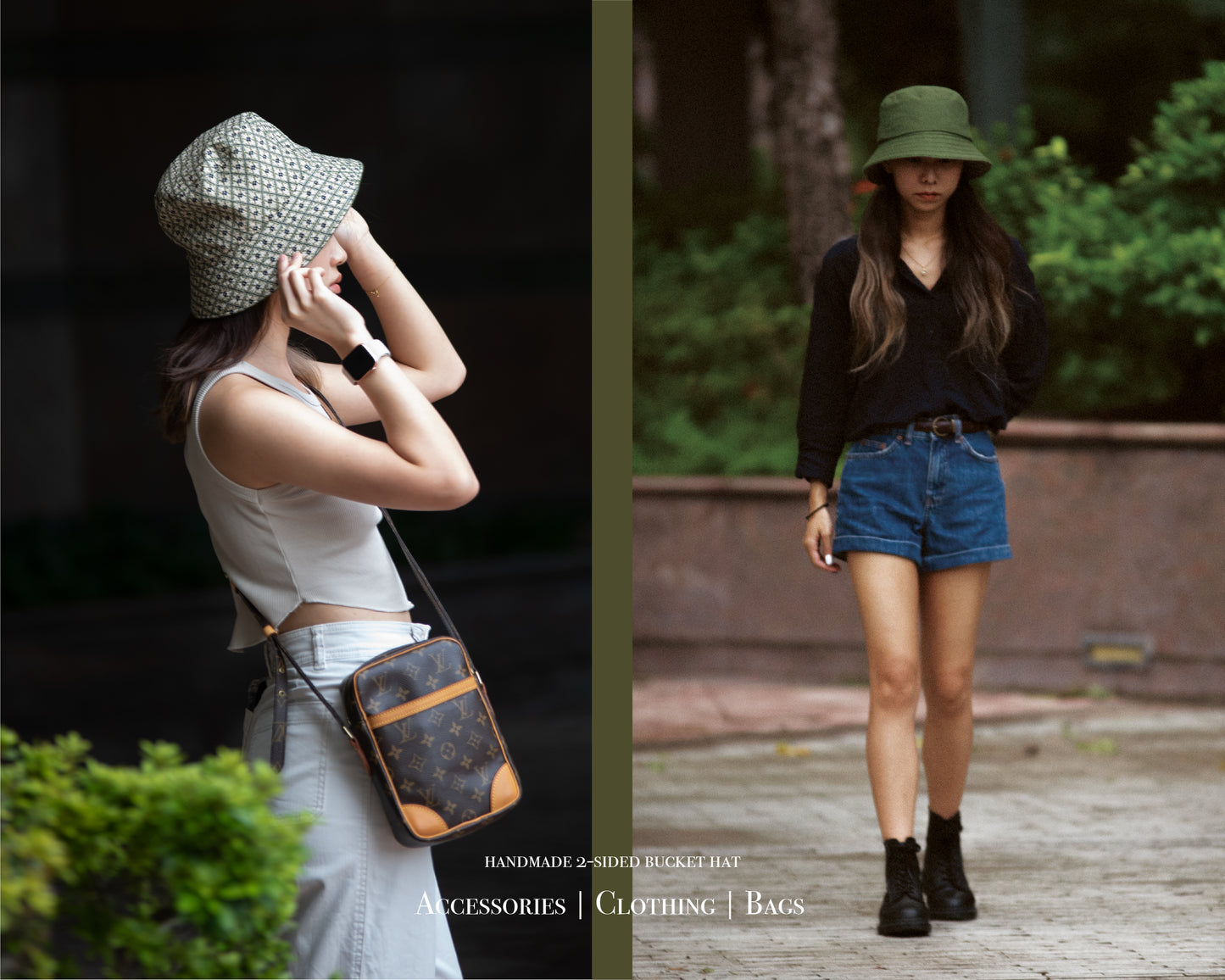 2-Sided Bucket Hat - Olive Rosemary