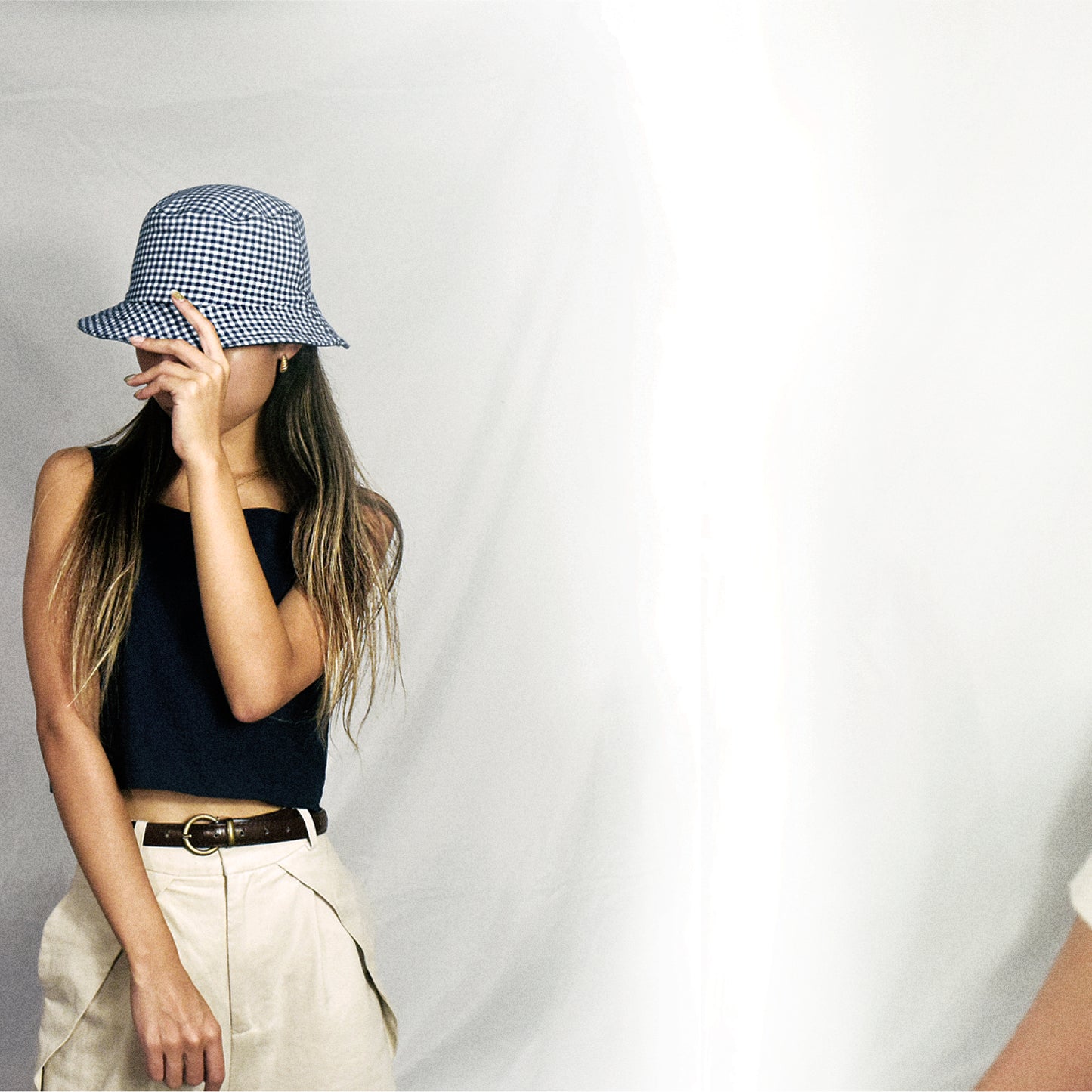 2-Sided Bucket Hat - Navy Gingham