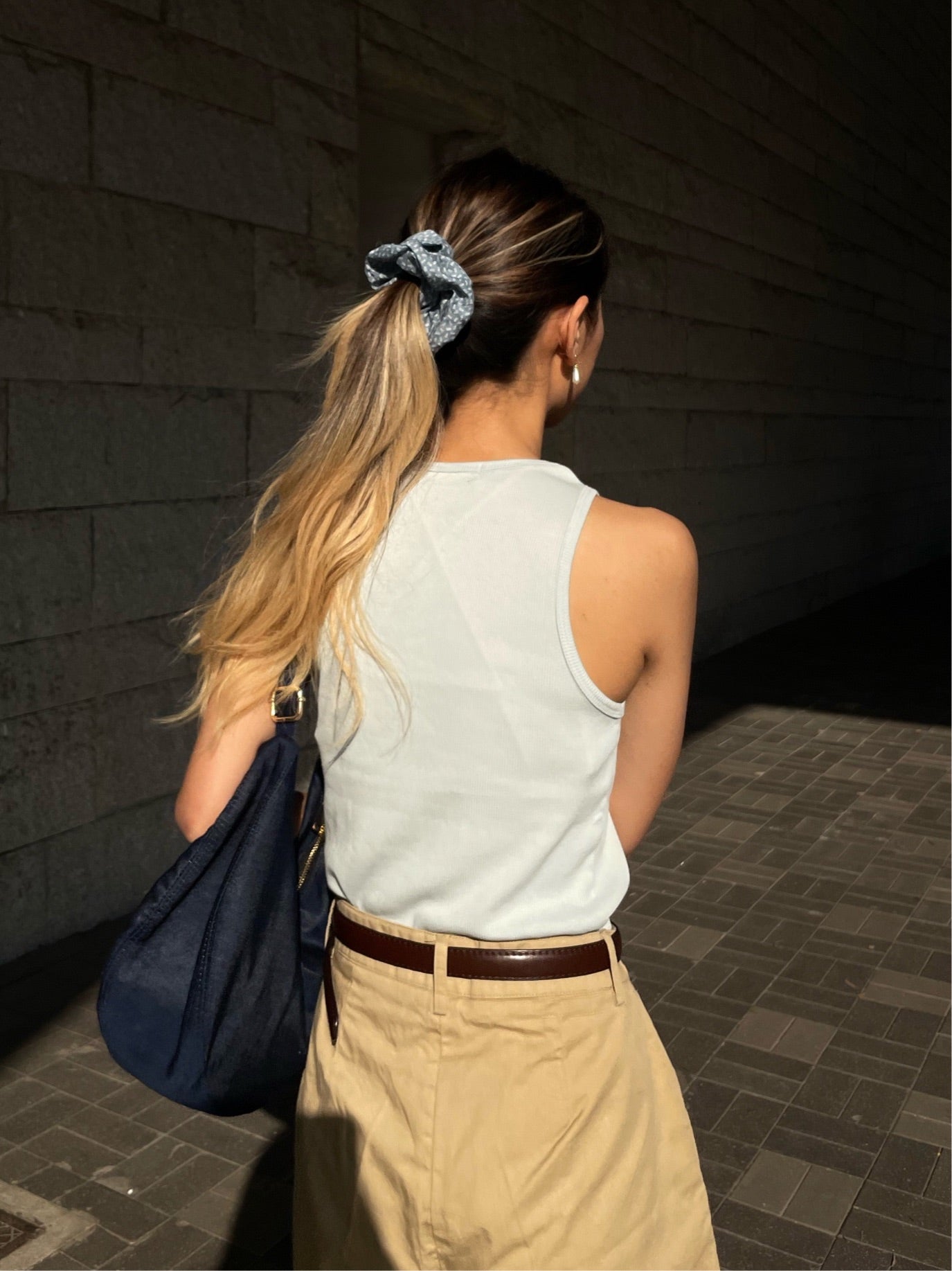 Sky Blue Print Scrunchie