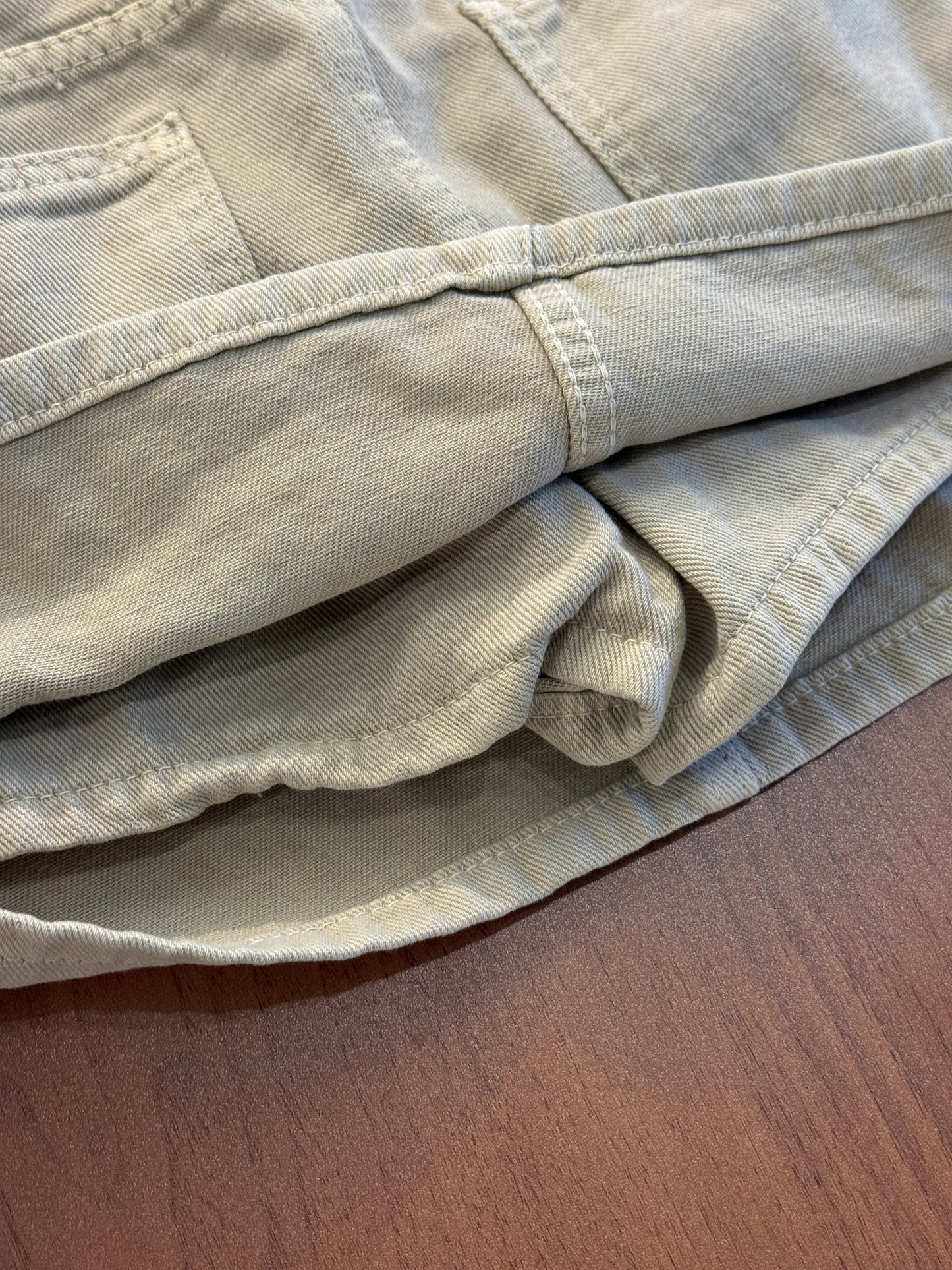 111550 - Khaki Cotton Mini Skirt