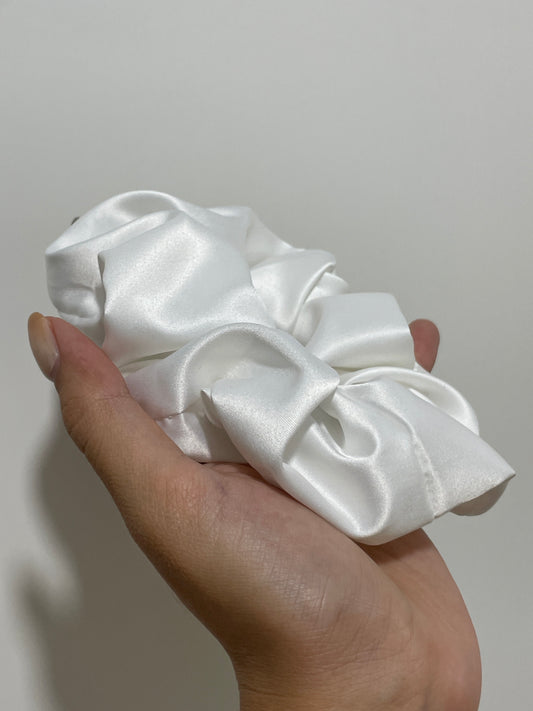 Silk-like White Scrunchie