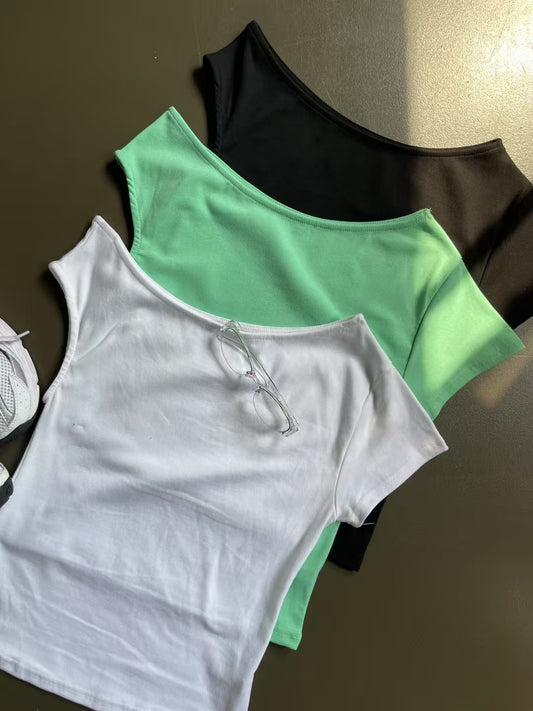111509 Asymmetrical Off Shoulder Top