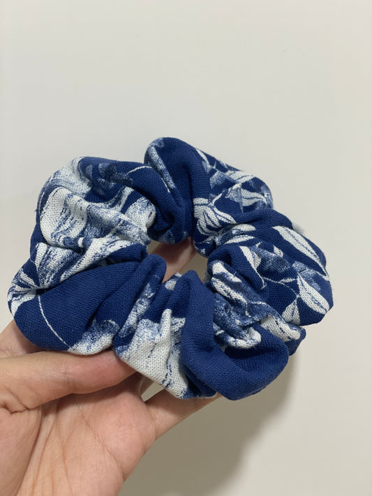 Blue Floral Scrunchie