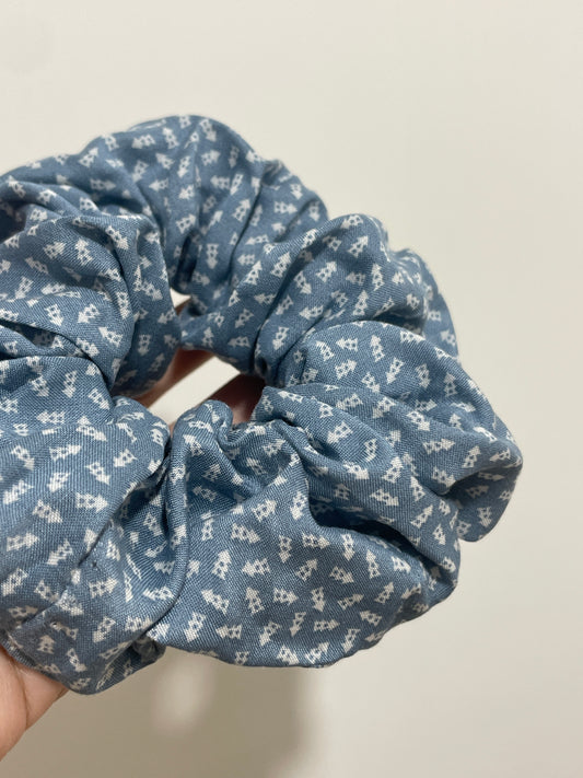 Pattern Light Blue Scrunchie