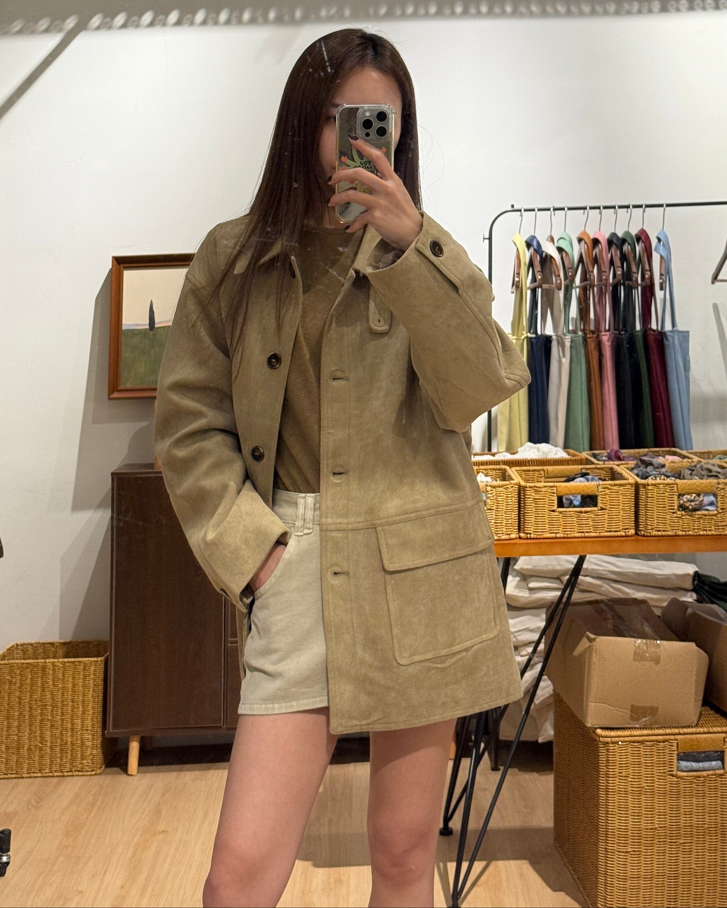 111550 - Khaki Cotton Mini Skirt