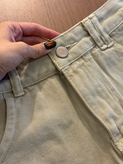 111550 - Khaki Cotton Mini Skirt