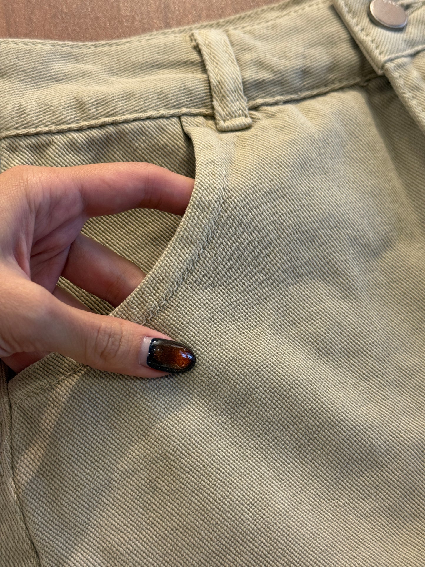 111550 - Khaki Cotton Mini Skirt