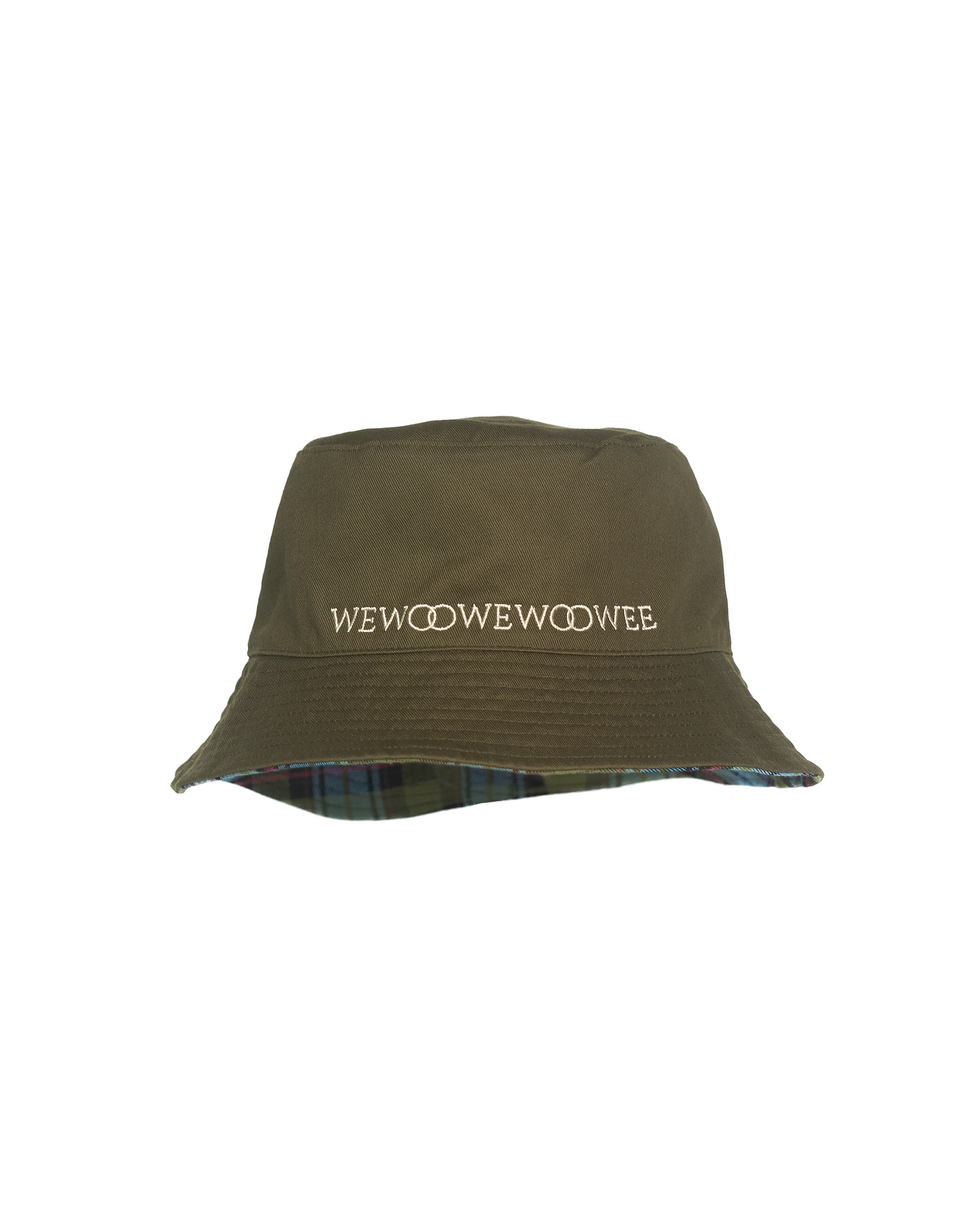 2-Sided Bucket Hat - Blue Olive Joyful Checkered