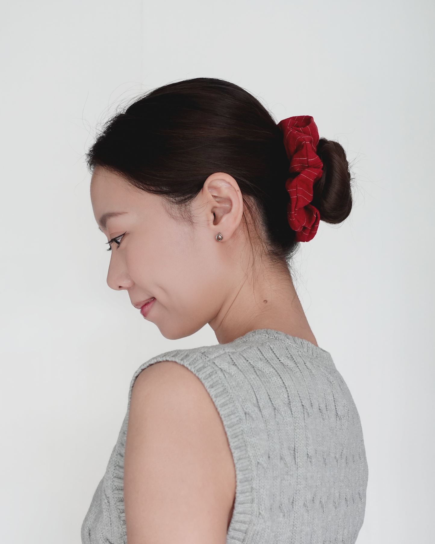 Striped Scarlet Red Scrunchie