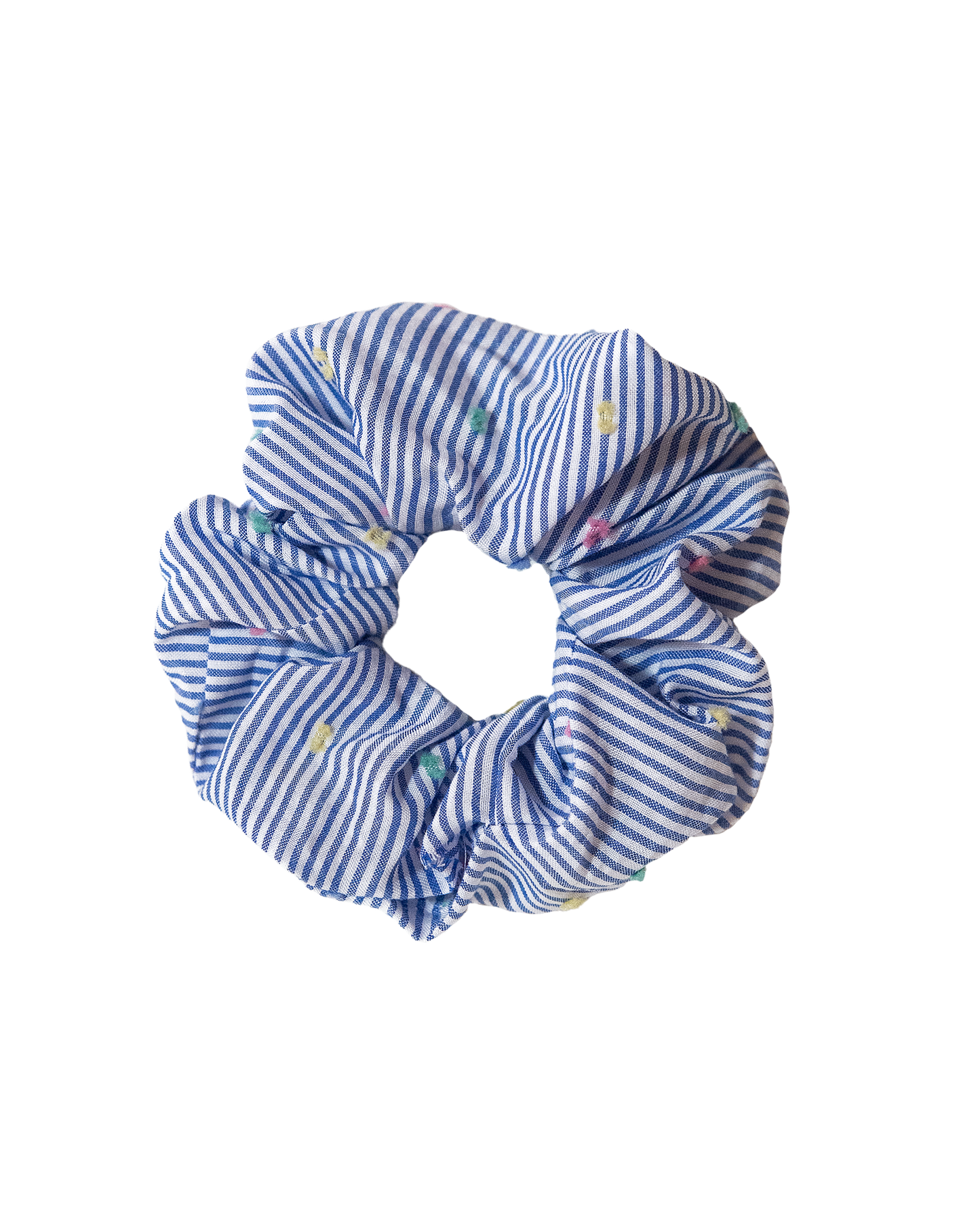 Dotted Blue Striped Scrunchie