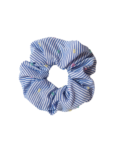 Dotted Blue Striped Scrunchie