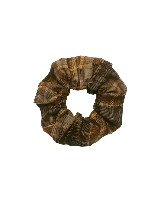 England Brown Checkered Scrunchie