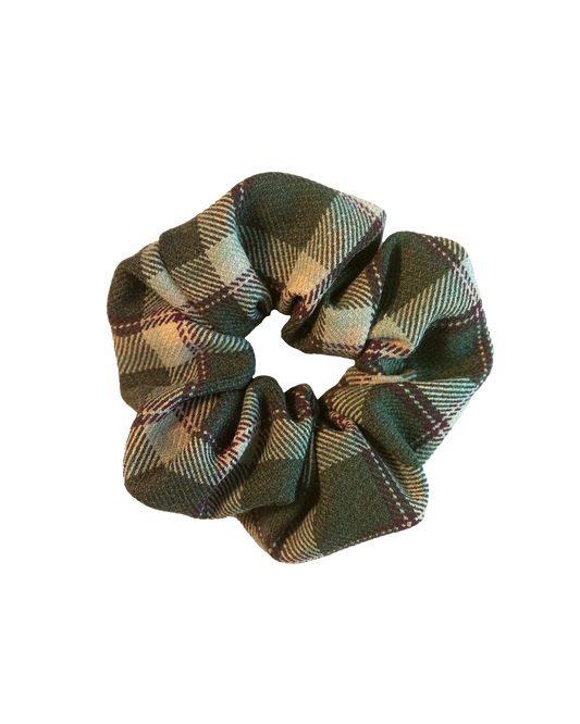 England Green Checkered Scrunchie