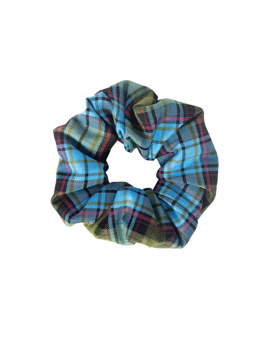 Blue Joyful Checkered Scrunchie