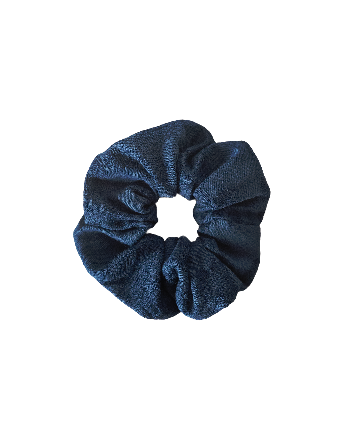 Navy Knitted Floral Scrunchie