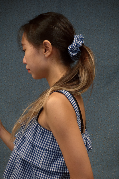 Gingham Blue Scrunchie